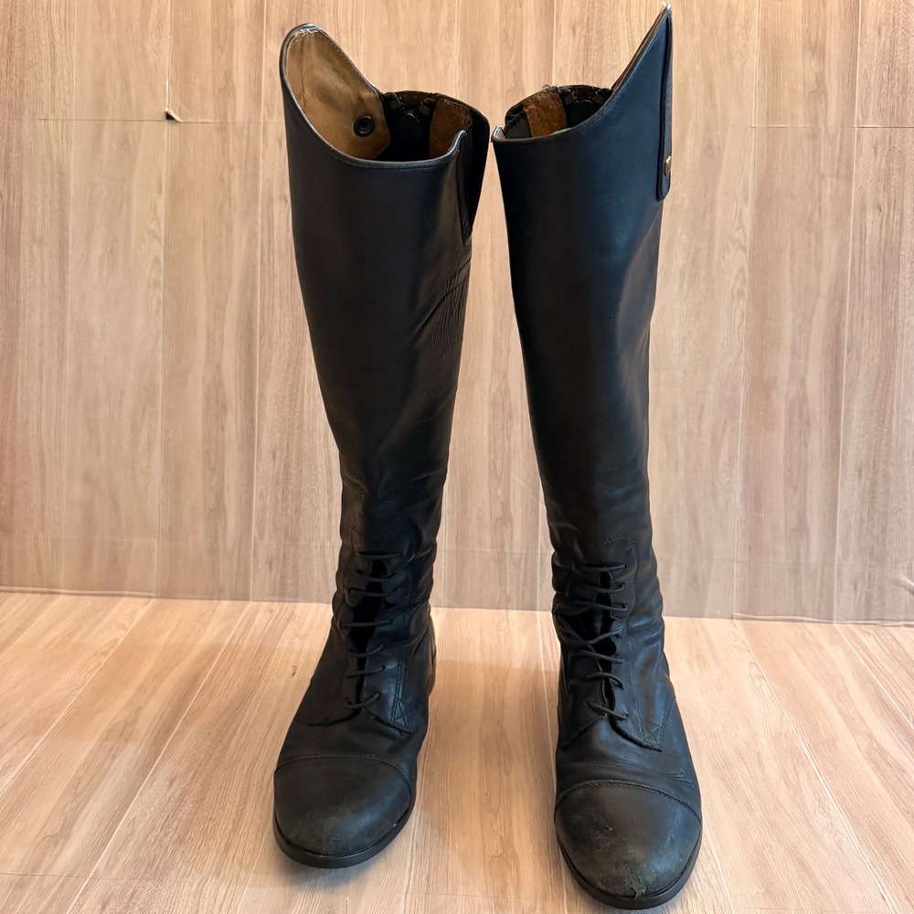 Ariat Heritage Contour Field Boots Women 6.5B Black Good Slim Calf Short Height